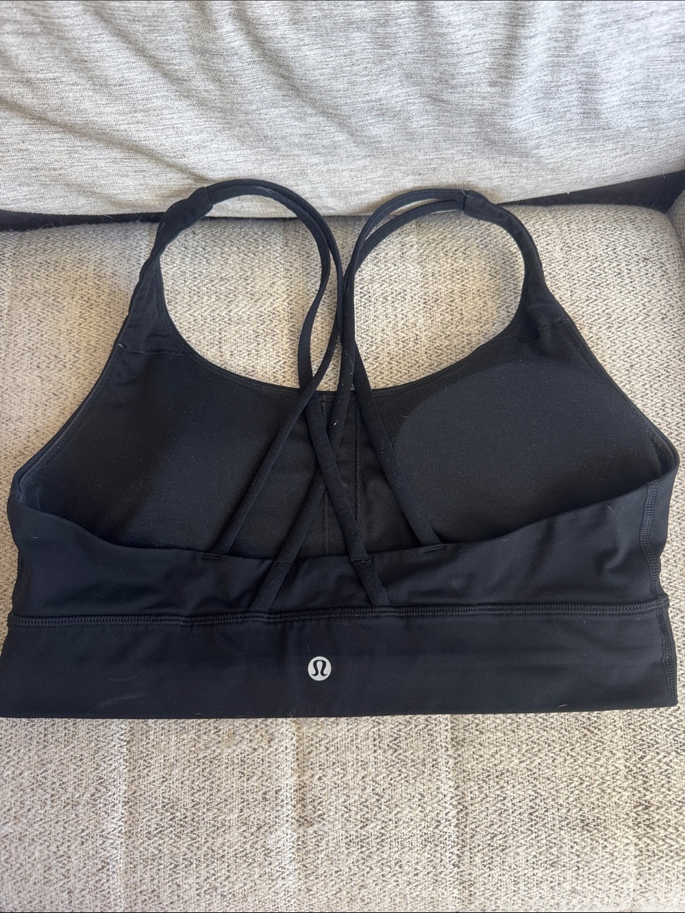 lululemon athletica Energy Black Strappy Medium Support Sports Bra size 12